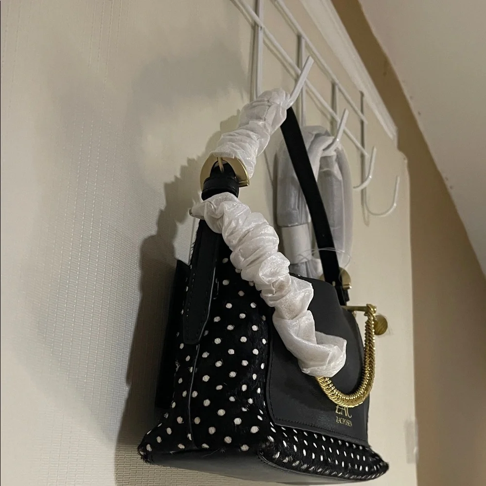 NWT Elegant Zac Posen Black and White Polka Dot Shoulder & Crossbody Bag